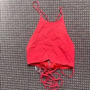 Red crop top- laces around stomach